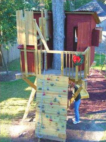 Kauri treehouse design with climbing wall